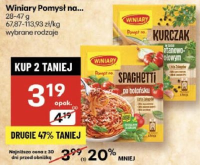 Makaron Winiary Pomysł na Kurczak promocja w Delikatesy Centrum