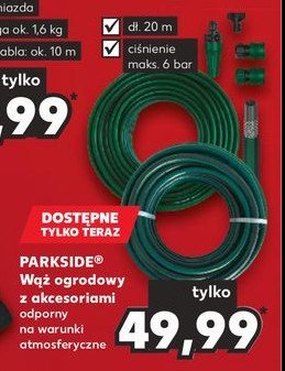 Wąż ogrodowy 20 m z zestawem akceseriów Parkside promocja