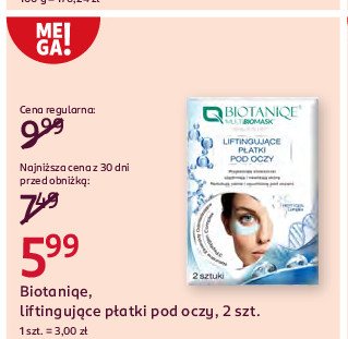 Płatki pod oczy liftingujące Biotaniqe multi biomask promocja w Rossmann