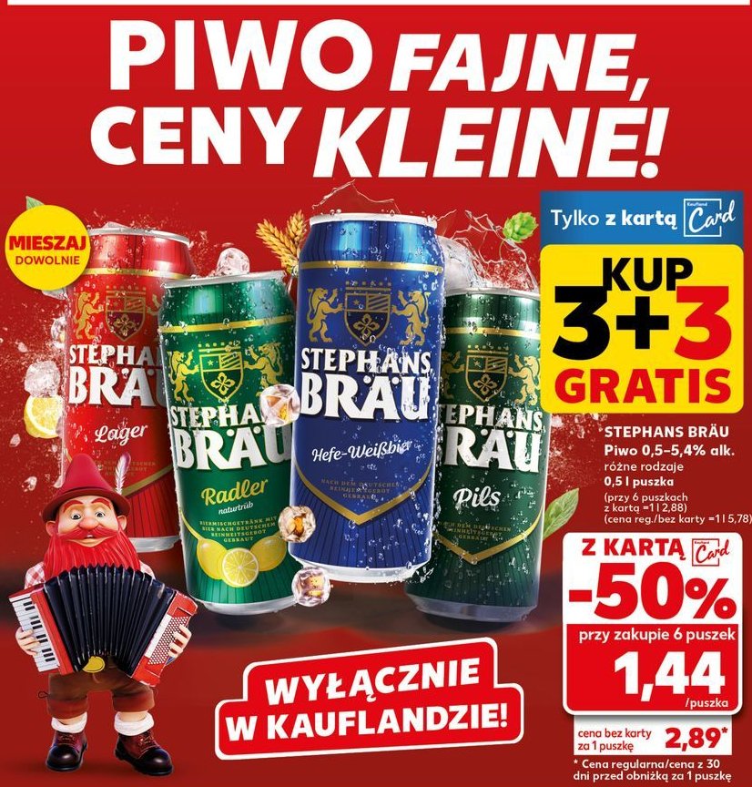 Piwo Stephans brau lager promocja w Kaufland