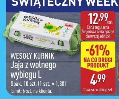 Jaja z wolnego wybiegu L Wesoły Kurnik promocja w Aldi