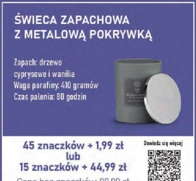 Świeca zapachowa z metalową pokrywką promocja w Stokrotka