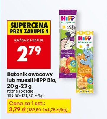 Batonik owocowy lub muesli HiPP Bio, 20 g-23 g promocja w Biedronka