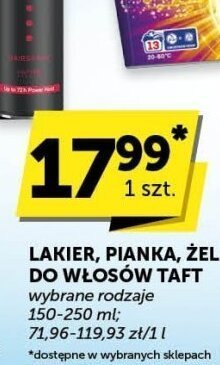 Lakier, pianka, żel do włosów Taft różne rodzaje promocja w ABC