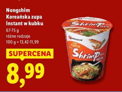 Koreańska zupa instant w kubku różne rodzaje promocja w Lidl