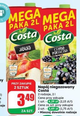 Napój niegazowany Costa jabłko promocja w Dino