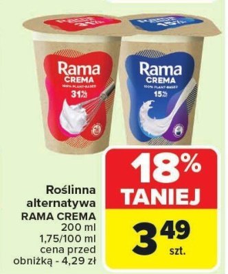 Alternatywa roślinna Rama Crema 200 ml promocja w Carrefour Market