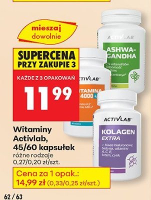 Witaminy Activlab, 45/60 kapsułek różne rodzaje promocja w Biedronka