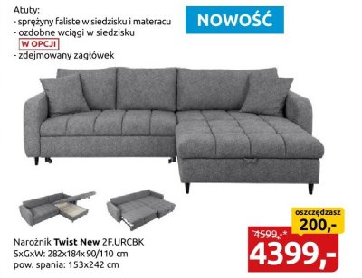 Narożnik Twist New 2F.URCBK promocja w Black Red White