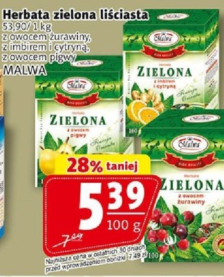 Herbata zielona liściasta MALWA promocja w Prim Market
