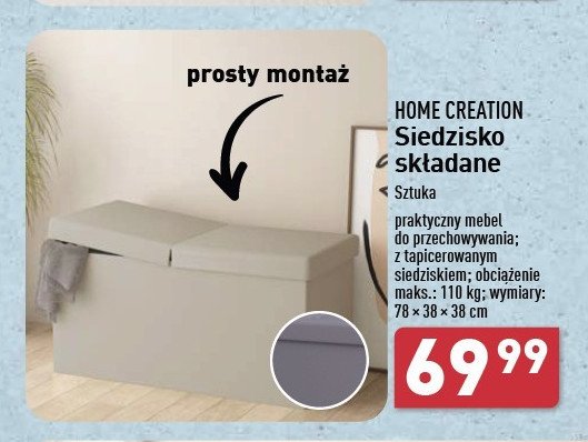 Siedzisko składane ze schowkiem 78 x 38 x 38 cm Home creation promocja