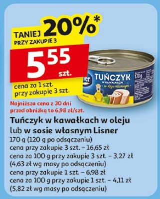 Tuńczyk w kawałkach w sosie własnym Lisner promocja w Auchan