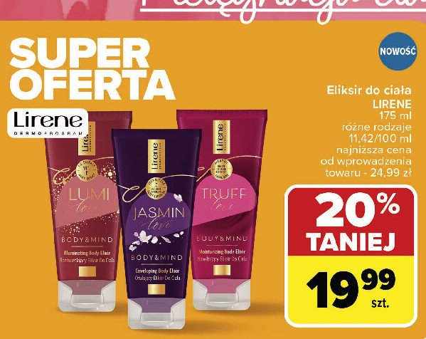 Eliksir do ciała truff love Lirene body & mind promocja w Carrefour