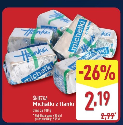 Cukierki z hanki Śnieżka michałki promocja w Aldi