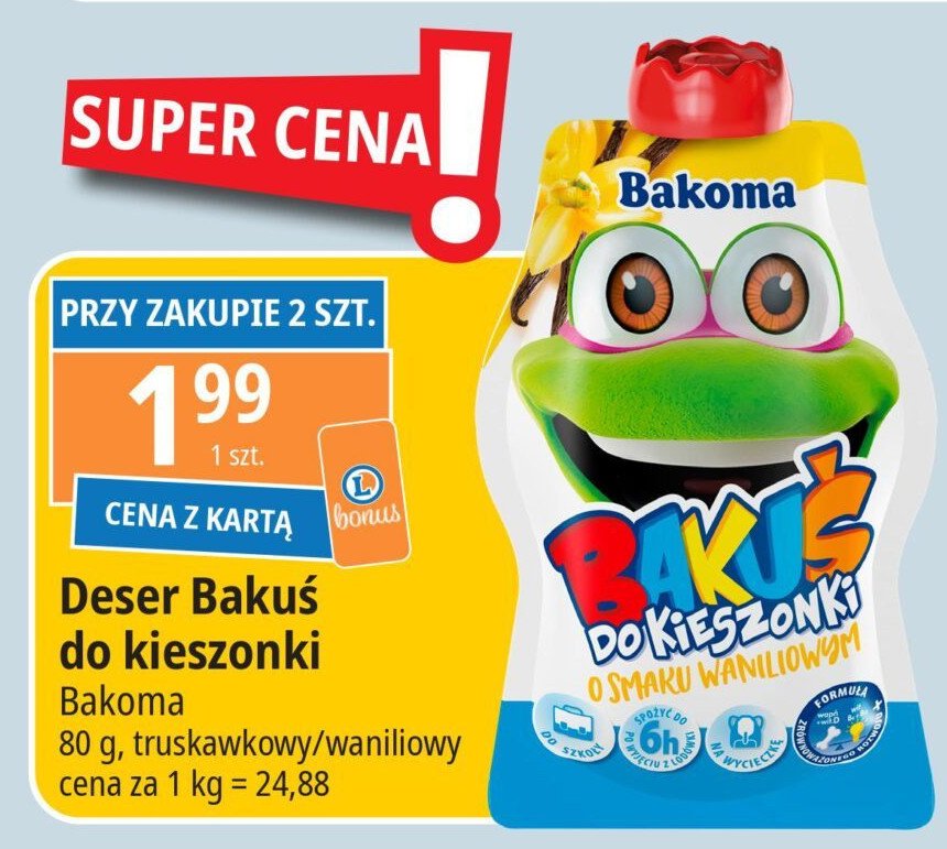 Serek truskawka Bakoma bakuś do kieszonki promocja