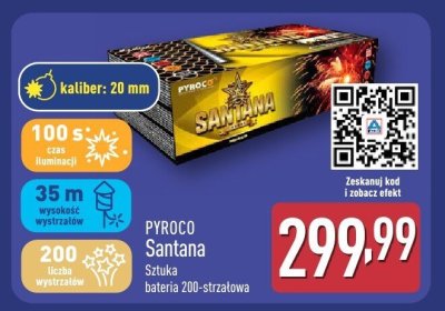Fajerwerki PYROCO Santana Sztuka bateria 200-strzałowa promocja w Aldi