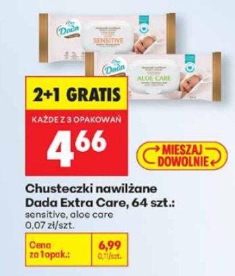 Chusteczki nawilżane Dada Extra Care, 64 szt.: sensitive promocja w Biedronka