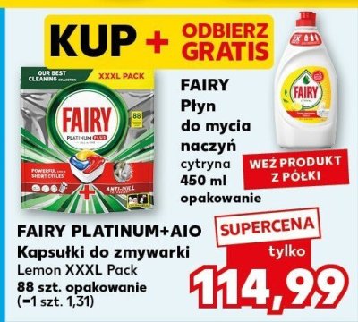 Kapsułki do zmywarki Lemon XXXL 88 szt. + Płyn do naczyń cytryna 450 ml promocja w Kaufland