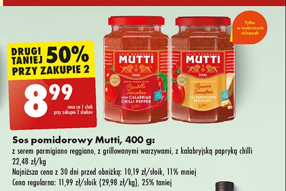 Sos pomidorowy parmigiano reggiano Mutti promocja