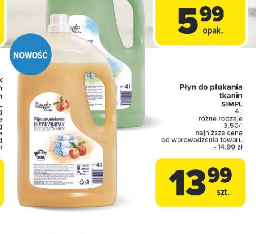 Płyn do płukania brzoskwiniowy Simpl promocja w Carrefour