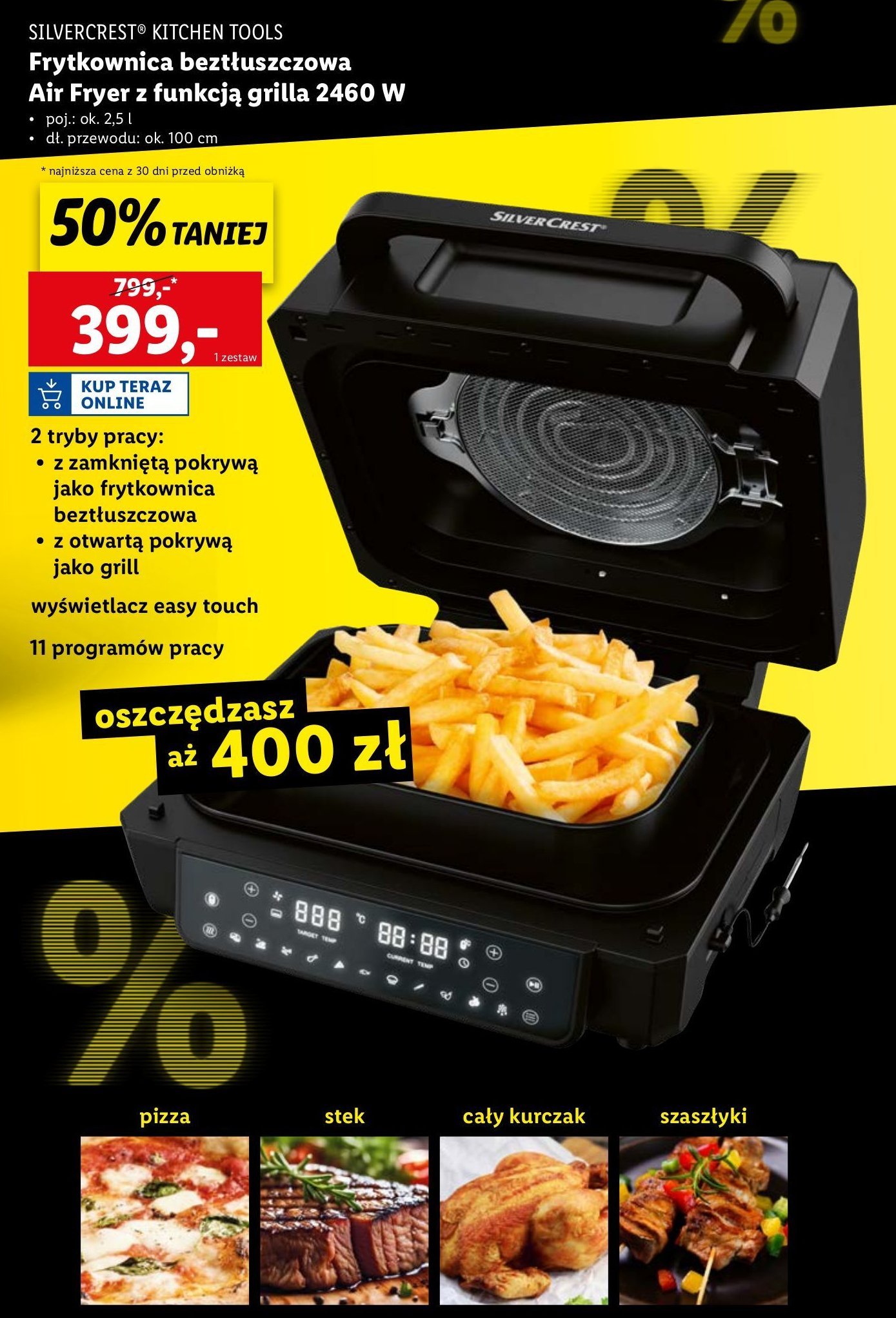 Frytkowinica beztłuszczowa 2460w Silvercrest promocja