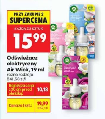 Odświeżacz elektryczny Air Wick, 19 ml, różne rodzaje promocja w Biedronka