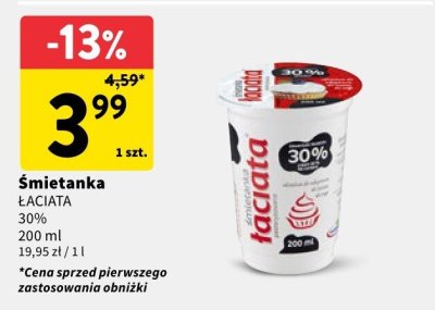 Śmietanka ŁACIATA 30% promocja w Intermarche