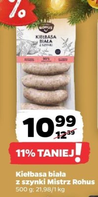 Kiełbasa biała z szynki Mistrz Rohus promocja w Netto