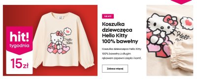 Koszulka dziewczęca 100% bawełny długi rękaw promocja w Pepco