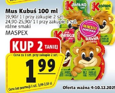Mus Kubuś 100 ml promocja w Prim Market