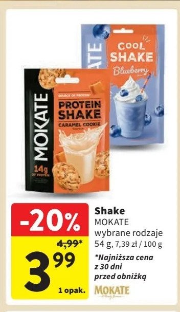 Shake proteinowy jagodowy Mokate promocja