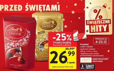 Praliny LINDT LINDOR wybrane rodzaje promocja w Intermarche