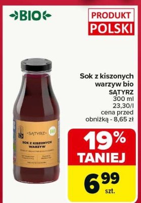 Sok z kiszonych warzyw bio SATYRZ promocja w Carrefour Market