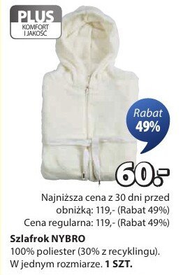 Szlafrok NYBRO 100% poliester promocja w Jysk