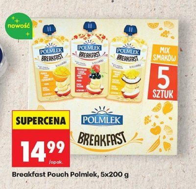 Breakfast Pouch Polmlek 5x200 g promocja w Biedronka