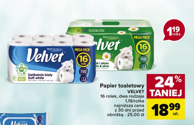 Papier toaletowy rumianek & aloes Velvet promocja