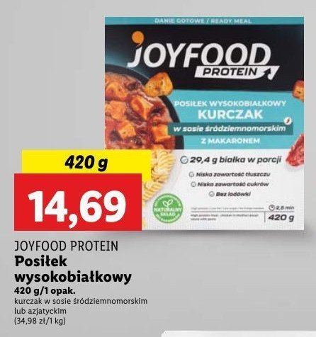 Kurczak w sosie śródziemnomorskiem z makaronem Joyfood protein promocja