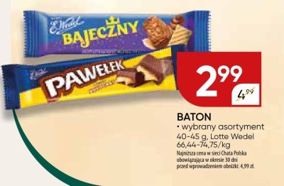 Baton Lotte Wedel wybrany asortyment 40-45 g promocja w Chata Polska