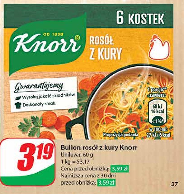 Rosół z kury w kostkach Knorr promocja