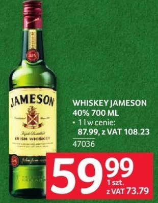 Whiskey Jameson 40% 1L 1 l w cenie: 87,99 z VAT 108,23 promocja w Selgros