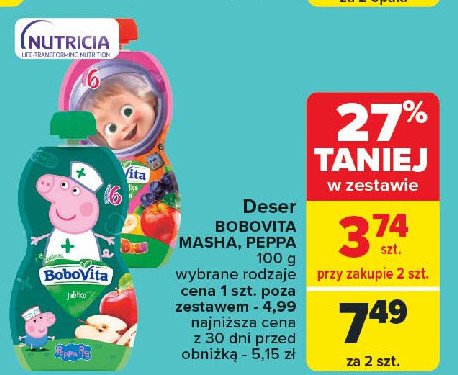 Mus jagody i jabłka z bananami masha&bear Bobovita promocja