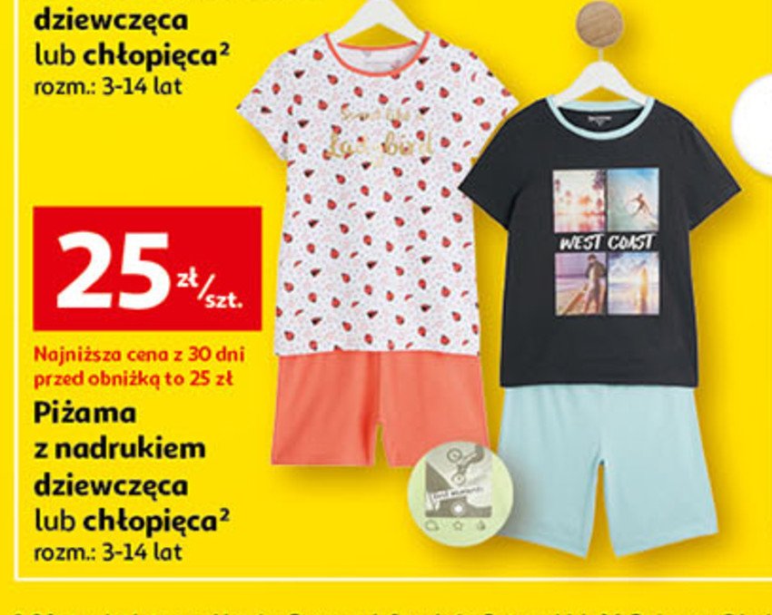 Piżama z nadrukiem dziewczęca 3-14 lat Auchan inextenso promocja