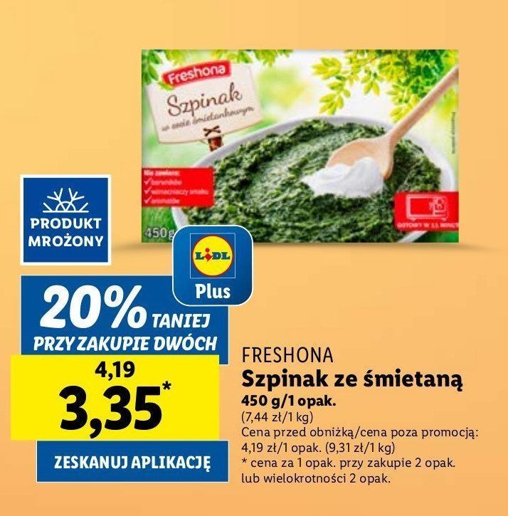 Szpinak w sosie śmietankowym Freshona promocja