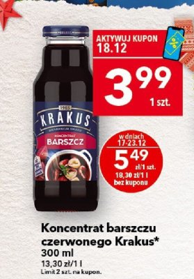 Koncentrat barszczu czerwonego Krakus 300ml promocja w LEWIATAN