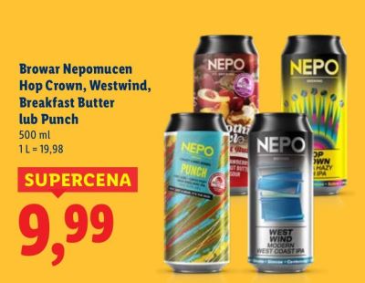 Piwo Browar Nepomucen Hop Crown, Westwind, Breakfast Butter lub Punch promocja w Lidl