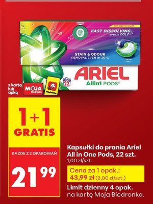 Kapsułki do prania Ariel All in One Pods, 22 szt. promocja w Biedronka