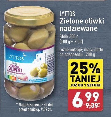 Oliwki zielone z czosnkiem Lyttos promocja