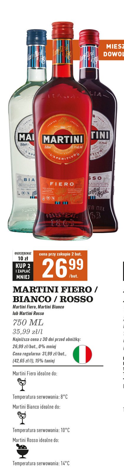 Vermouth Martini bianco promocja w Biedronka