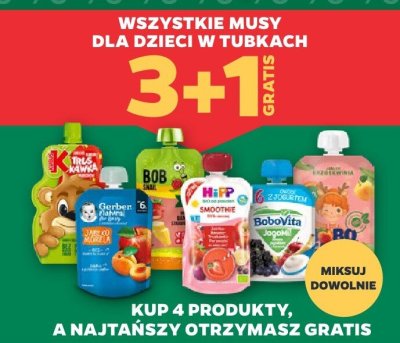 Musy dla dzieci w tubkach różne rodzaje promocja w Netto