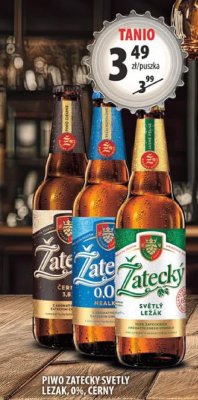 Piwo Żatecky Svetly Lezak 0%, Cerny 500ml bud 0,98zł promocja w Arhelan